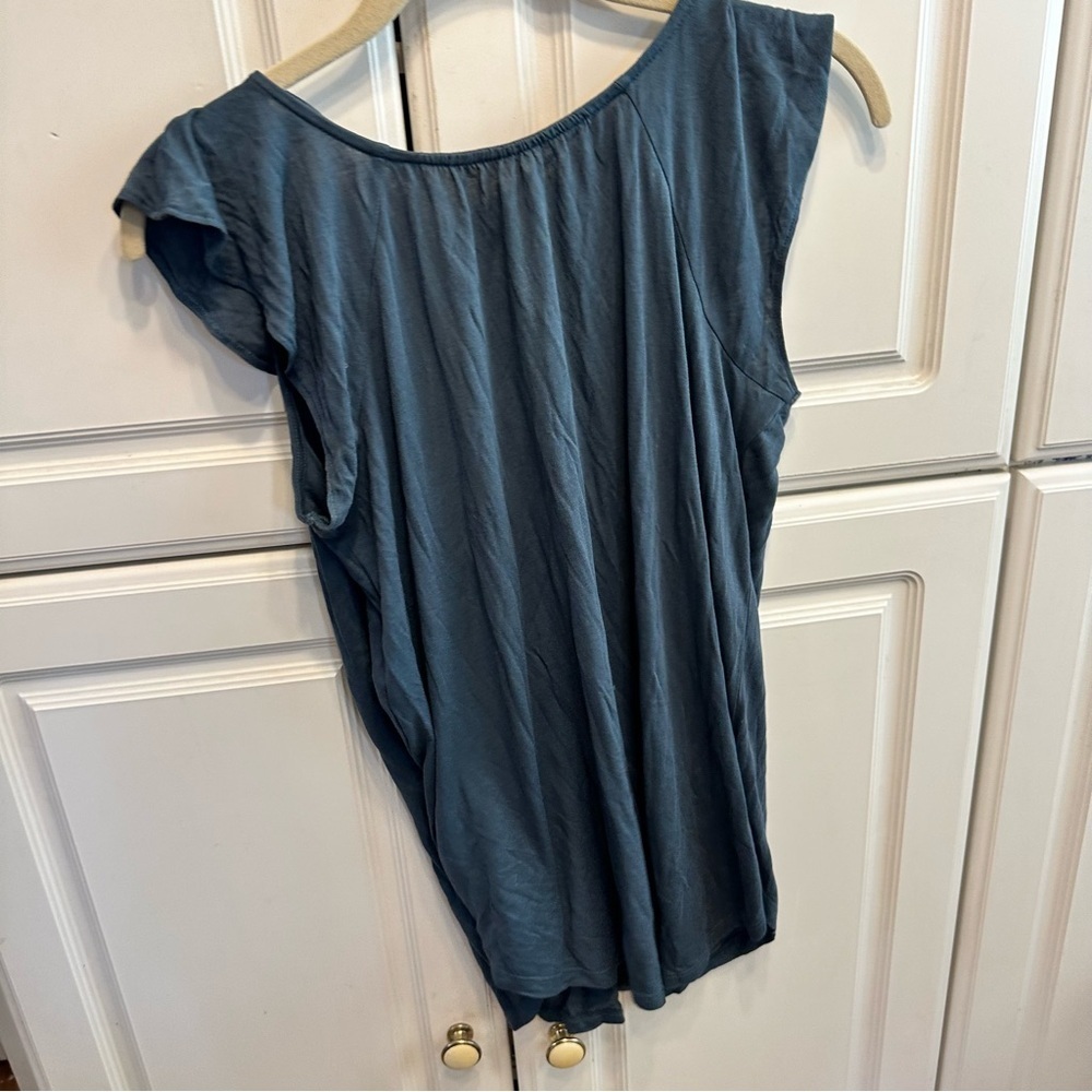 LOFT Woman’s Slate Blue Cap Sleeve Scoop Neck Back Tie Top, Size: S